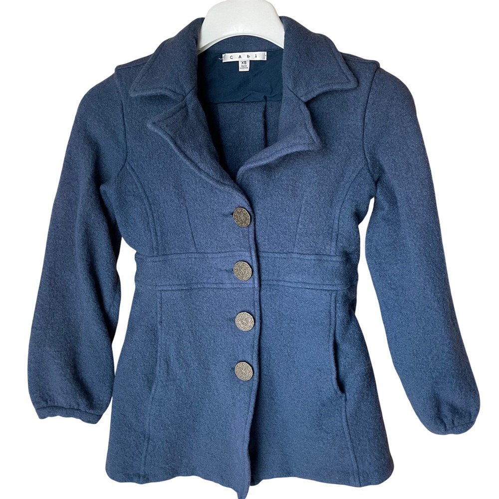 Cabi Merino Wool Blue Aristocrat Peacoat, XS‎